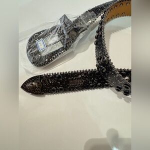 Sparkling Black Belt with Rhinestones